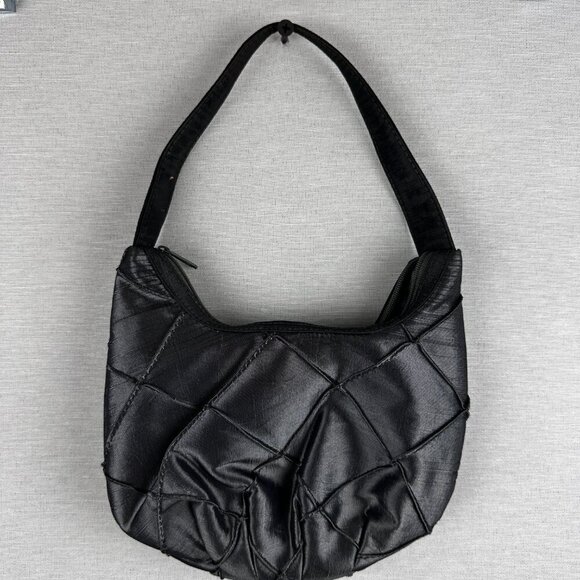 LA REGALE SATIN SHOULDER BAG, GRAY, WITH ZIPPER, HAND MADE IN CHINA - Picture 3 of 10